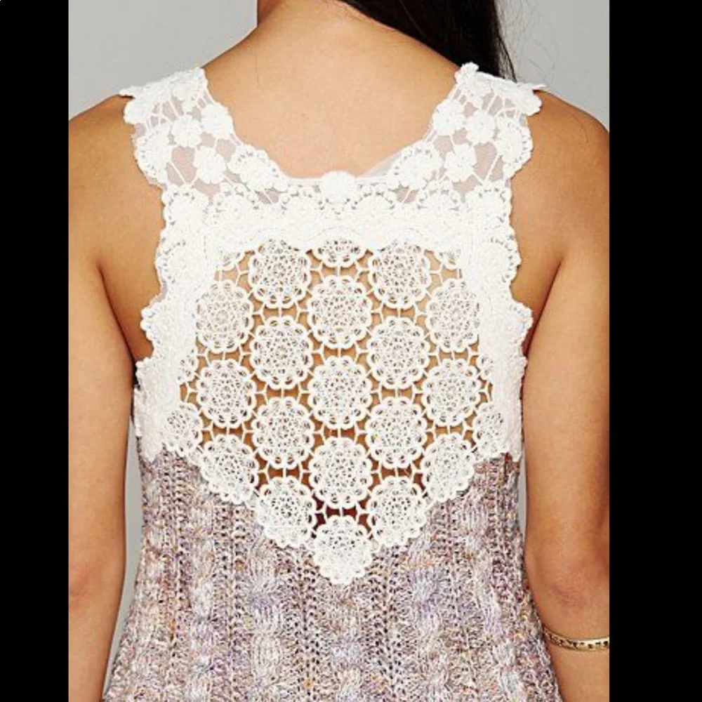 Free‎ People Crochet Back Pullover Tank in Gray